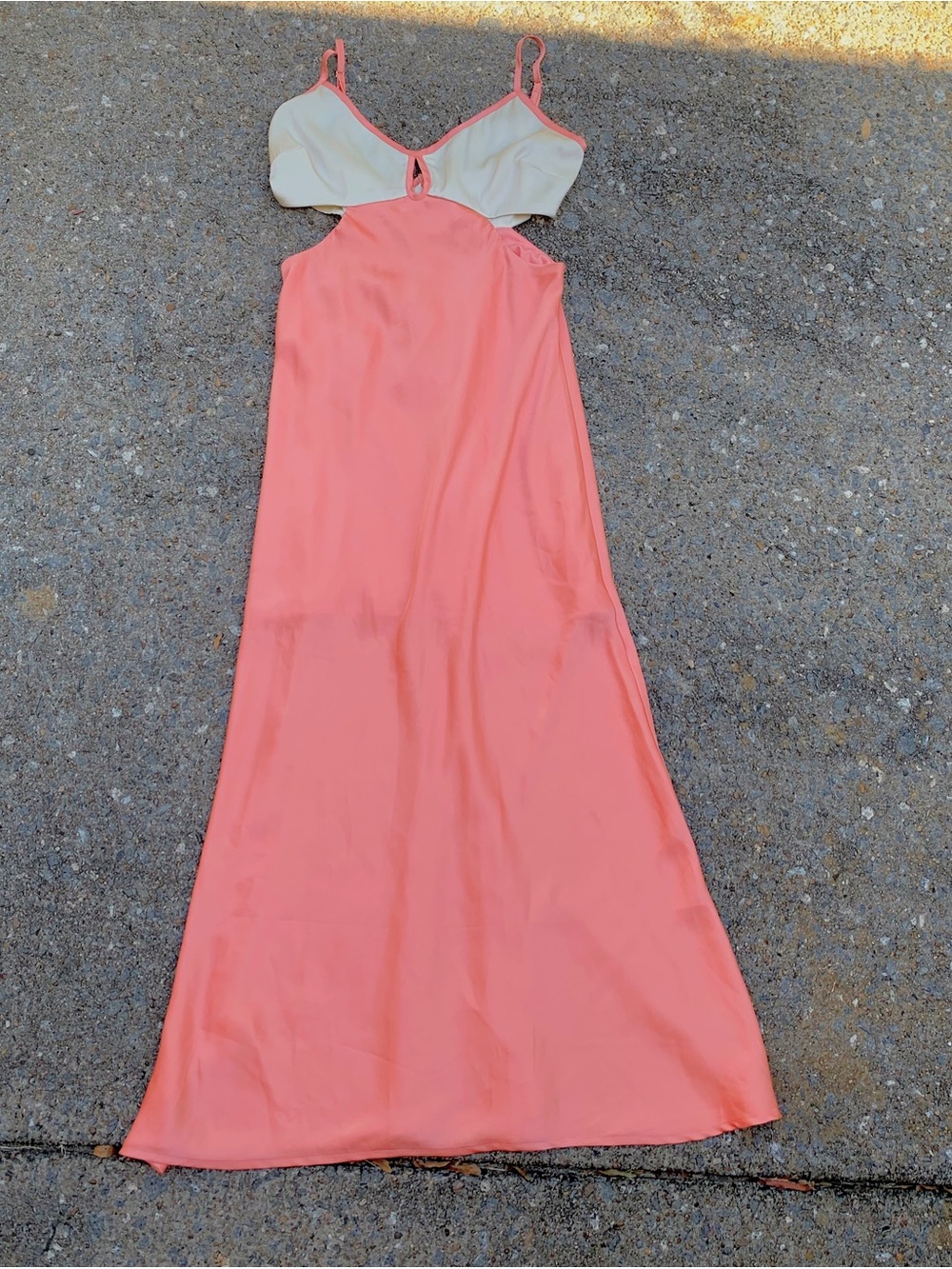 dee elly Coral Slip Dress with Cream Bodice